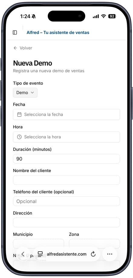 Pantalla de nueva demo de Alfred